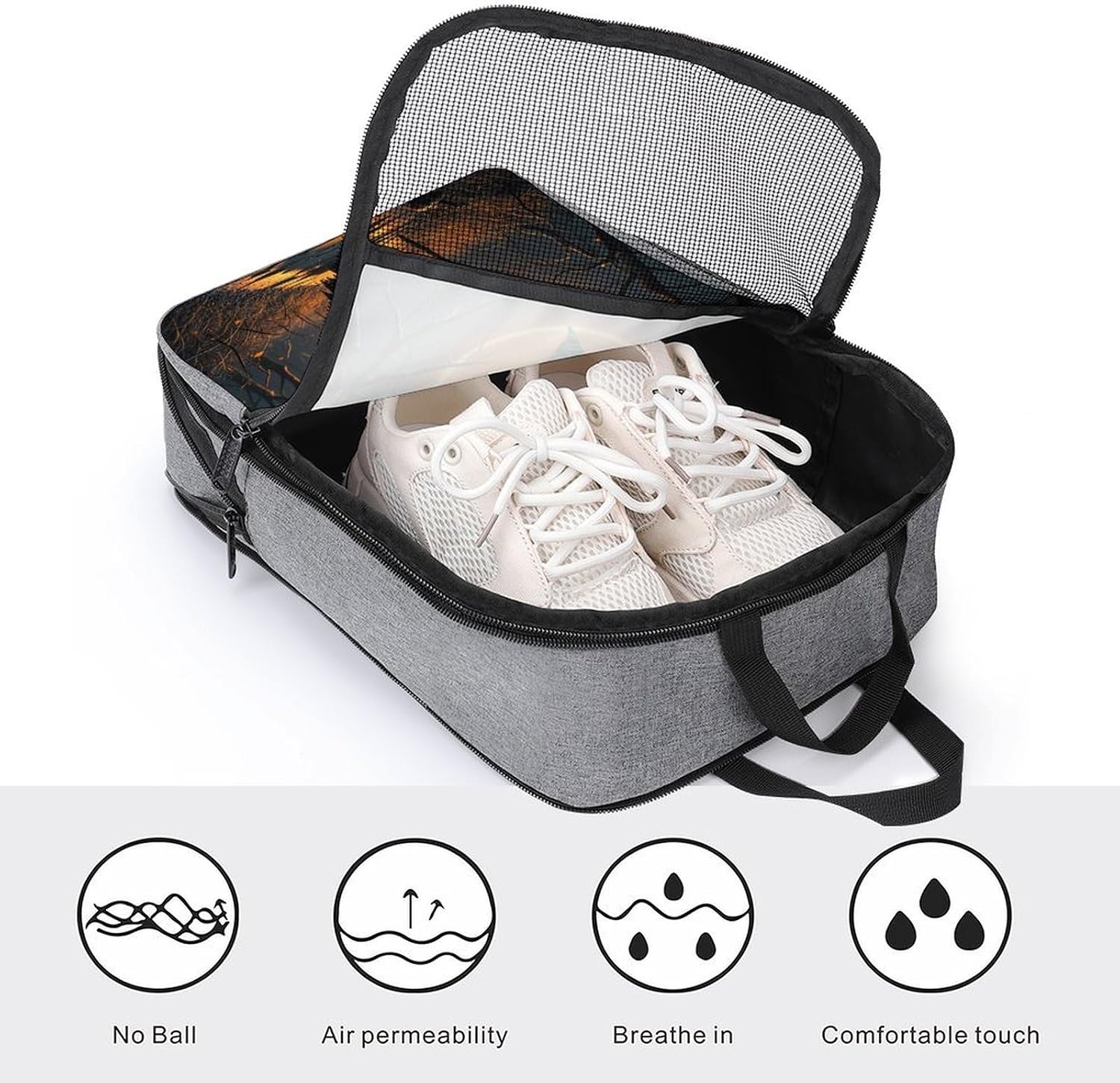 Pumpkin Monster Under The Moon Shoe Bag Travel Shoe Organizer with Zipper Golf Shoe Dust Bags for Man And Women Shoes Storage Pouch for Travel Waterproof Shoes Tote Sneaker Bags