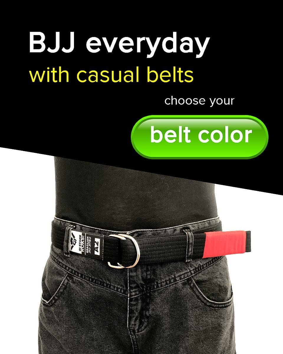 Casual BJJ Jiu Jitsu Gi Belt for Everyday, All Jiu-Jitsu Rank Levels (White, Blue, Purple, Brown, Black)