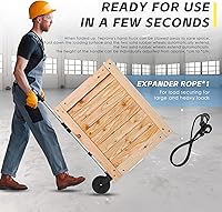 Vista 7 de Carretilla de mano plegable de 340 libras de capacidad, carrito portátil de aluminio con mango telescópico y ruedas de goma de 7 pulgadas