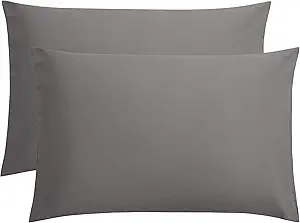 FLXXIE 2 Pack Microfiber Queen Pillow Cases, 1800 Super Soft Pillowcases with Envelope Closure, Wrinkle, Fade and Stain Resistant Pillow Covers, 20x30, Dark Grey