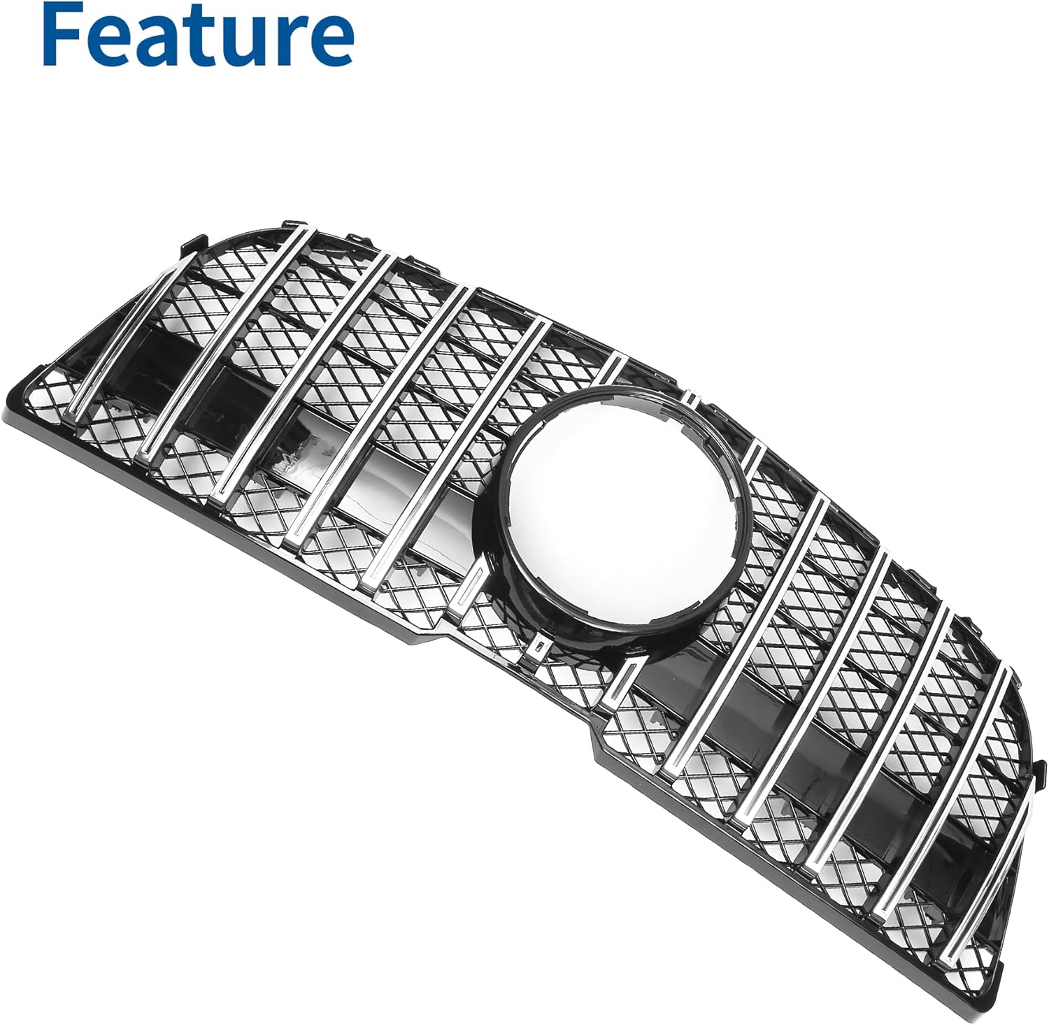 X AUTOHAUX Front Upper Hood Bumper Grille Grill for Mercedes-Benz GLK300 2013-2015 Front Upper Bumper Kidney Grille Grill Chrome Silver Tone Black