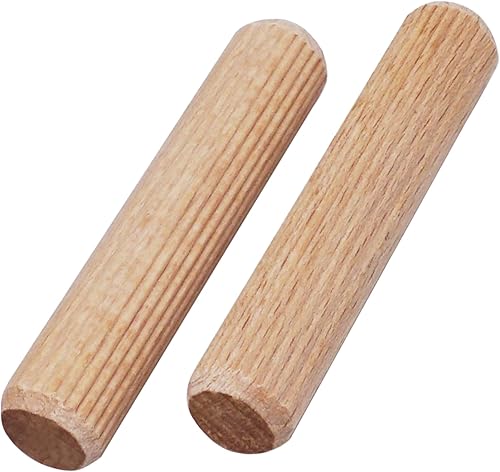 SKIR'CO (400 Stück) Holzdübel 10 x 70 mm, gerillte Holzdübel, geriffelte Stifte 