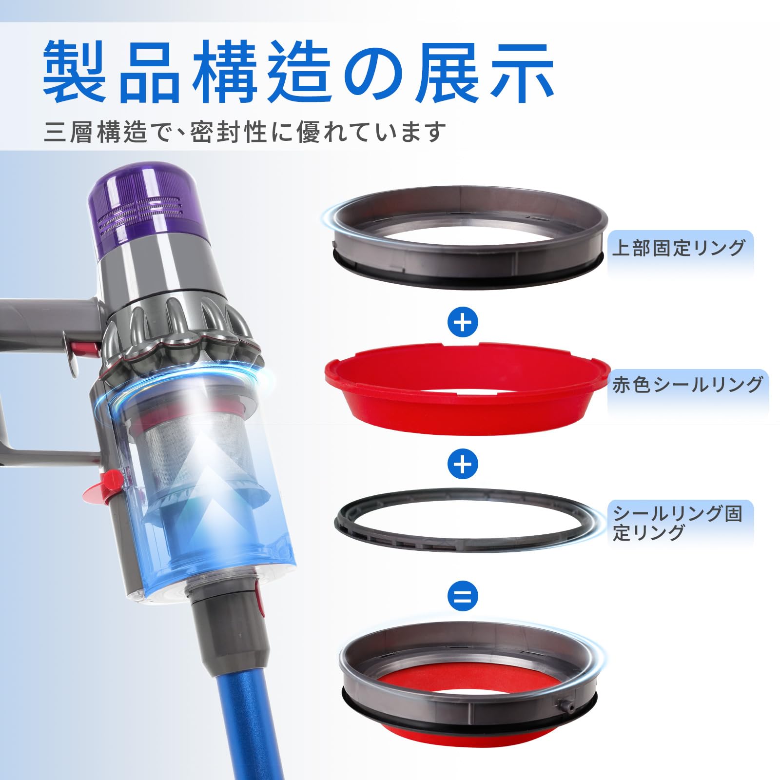 Amazon | KELUKE ダストビントップ固定シーリングリング V11、ダイソン