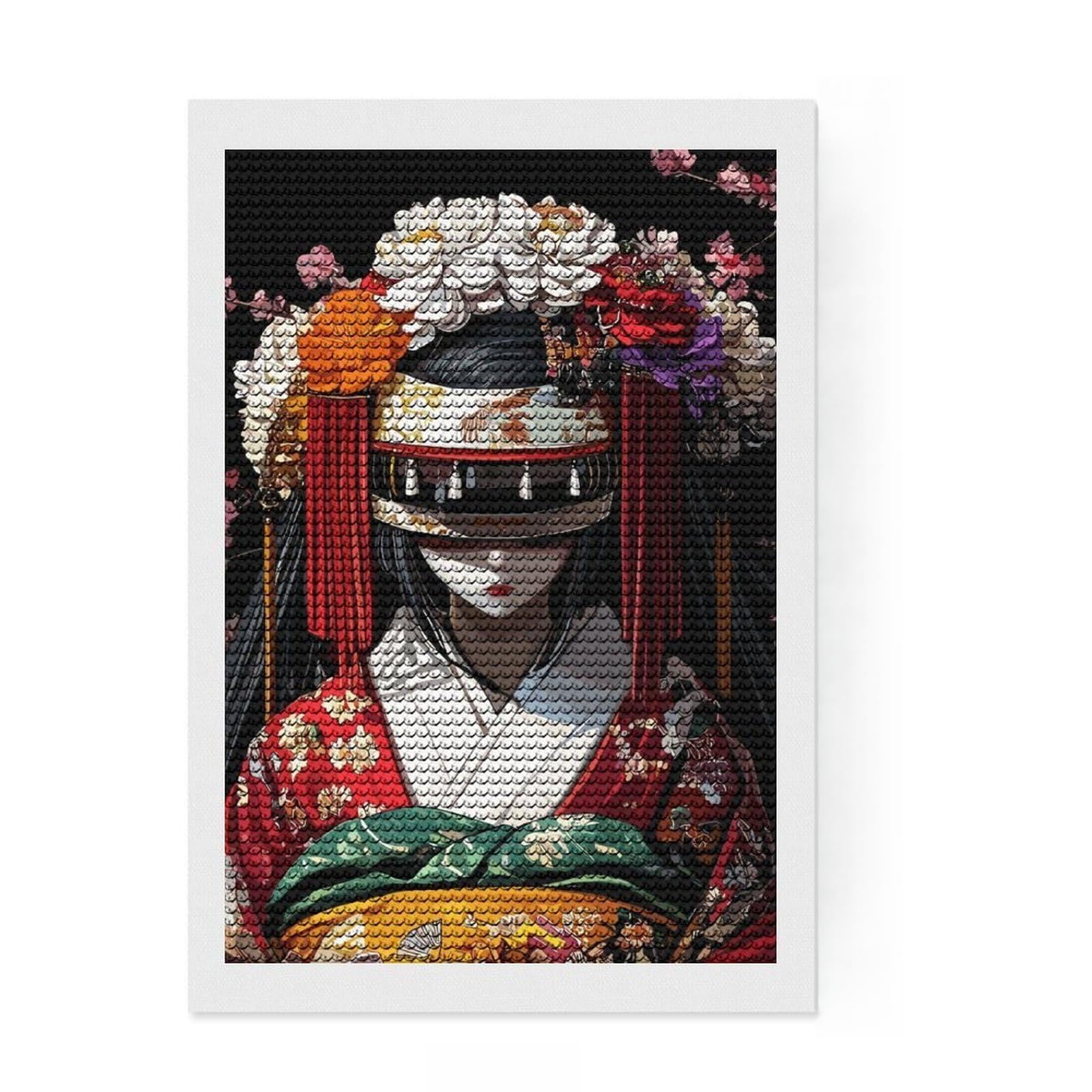 Junmoney Beauty Japan Diamond Painting Set 8"x12", for Adults, Nice Detail and Sparkle, Boho Decor, Birthday Gift, Easy to Enjoy