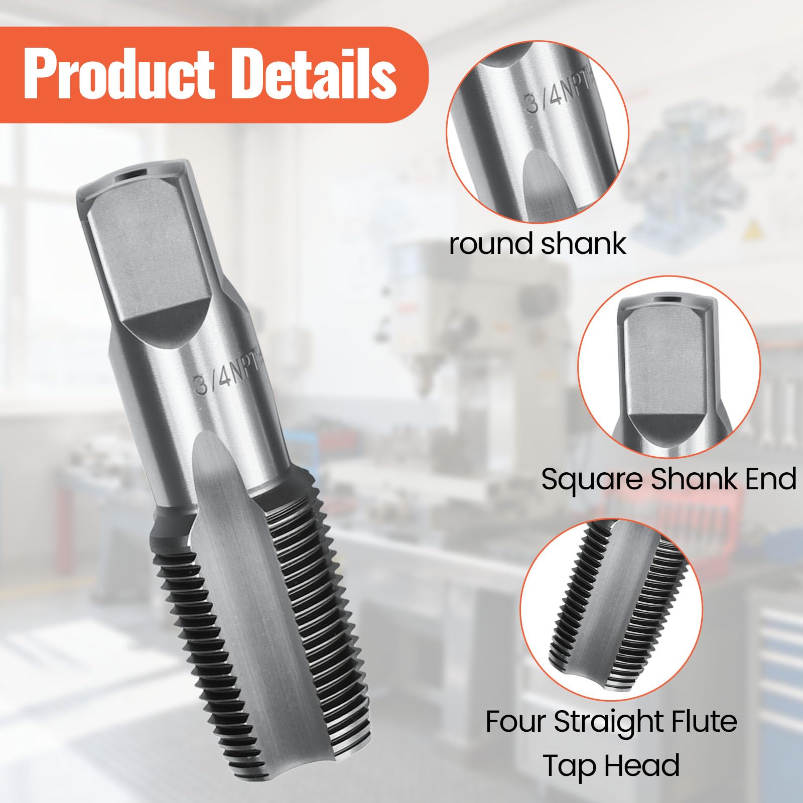 Tarauds à Fileter | Taraud NPT | Jeu de 5 Tarauds à Tuyauterie Acier au Carbone | 1/8" 1/4" 3/8" 1/2" 3/4" | pour Filetage Gaz Plomberie Mécanique
