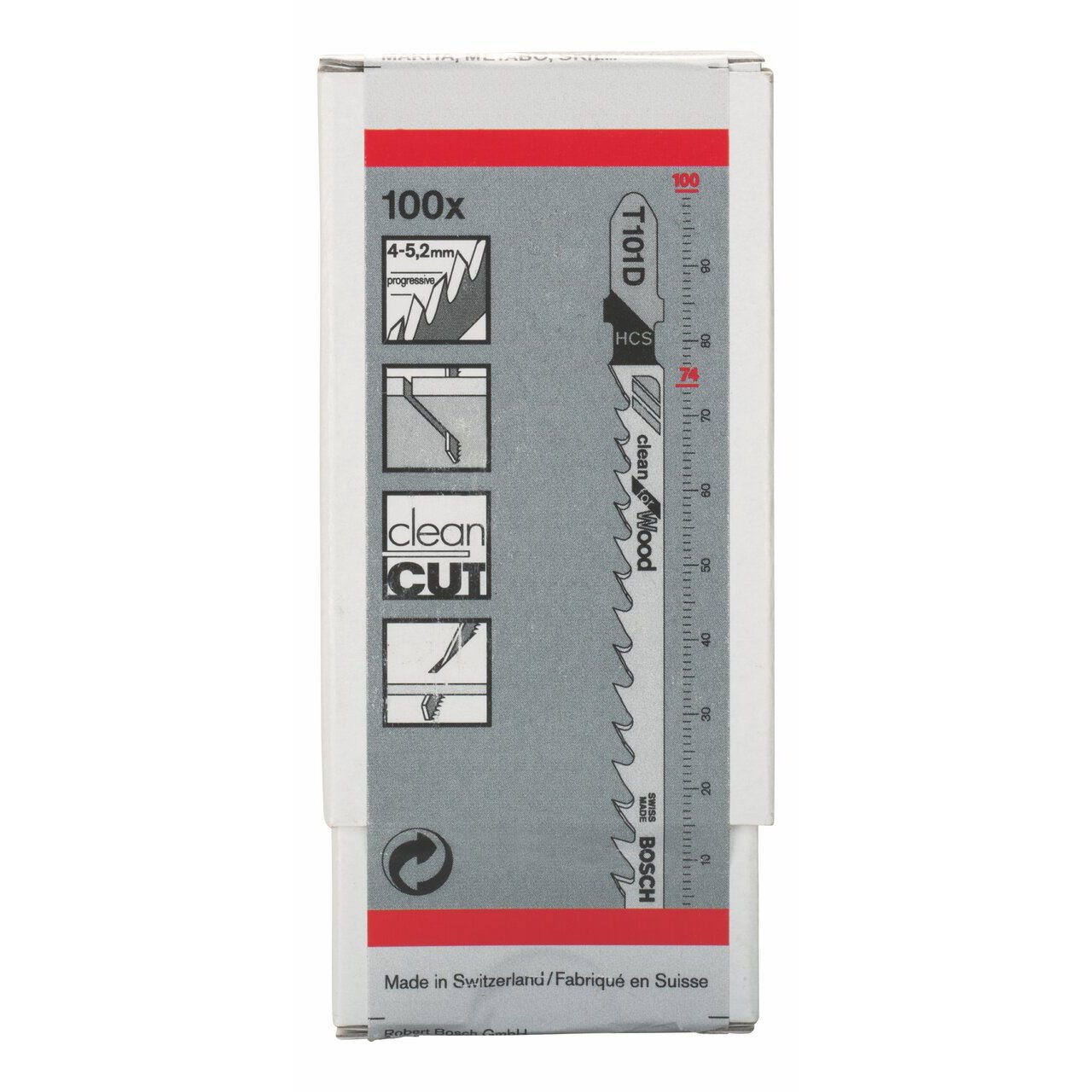 Bosch 100x Lames de scie sauteuse T 101 D Clean for Wood (pour Bois résineux, Contreplaqué, Longueur 100 mm, Professional Accessoire Scie sauteuse)