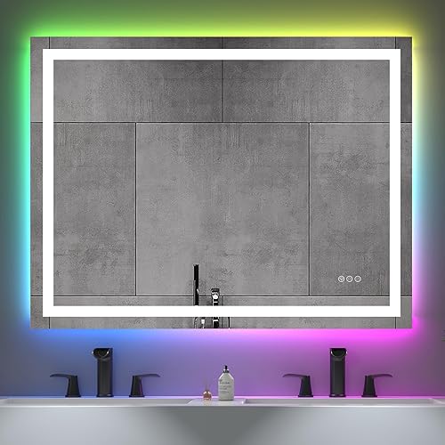 JONKEAN Espejo de baño LED de 48 x 36 pulgadas con luces, espejo LED antivaho montado en la pared para baño, espejos de baño rectangulares con disponible en Yaxa Peru