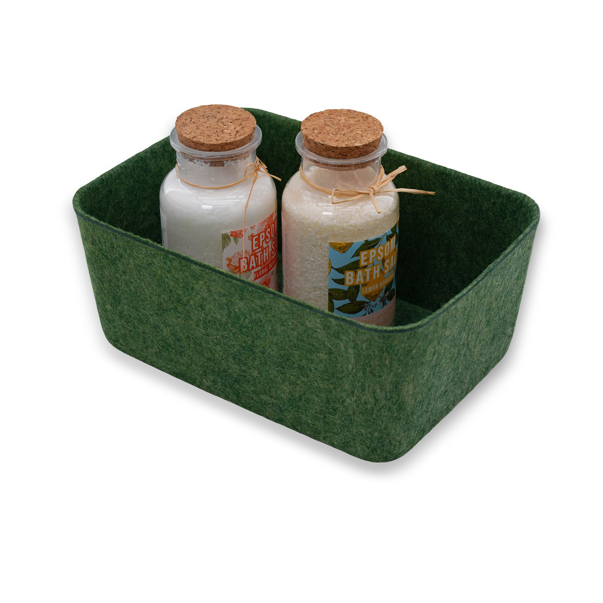 Welaxy Felt deep Storage Bins lidded Drawer Organizer Caddy Forest Green