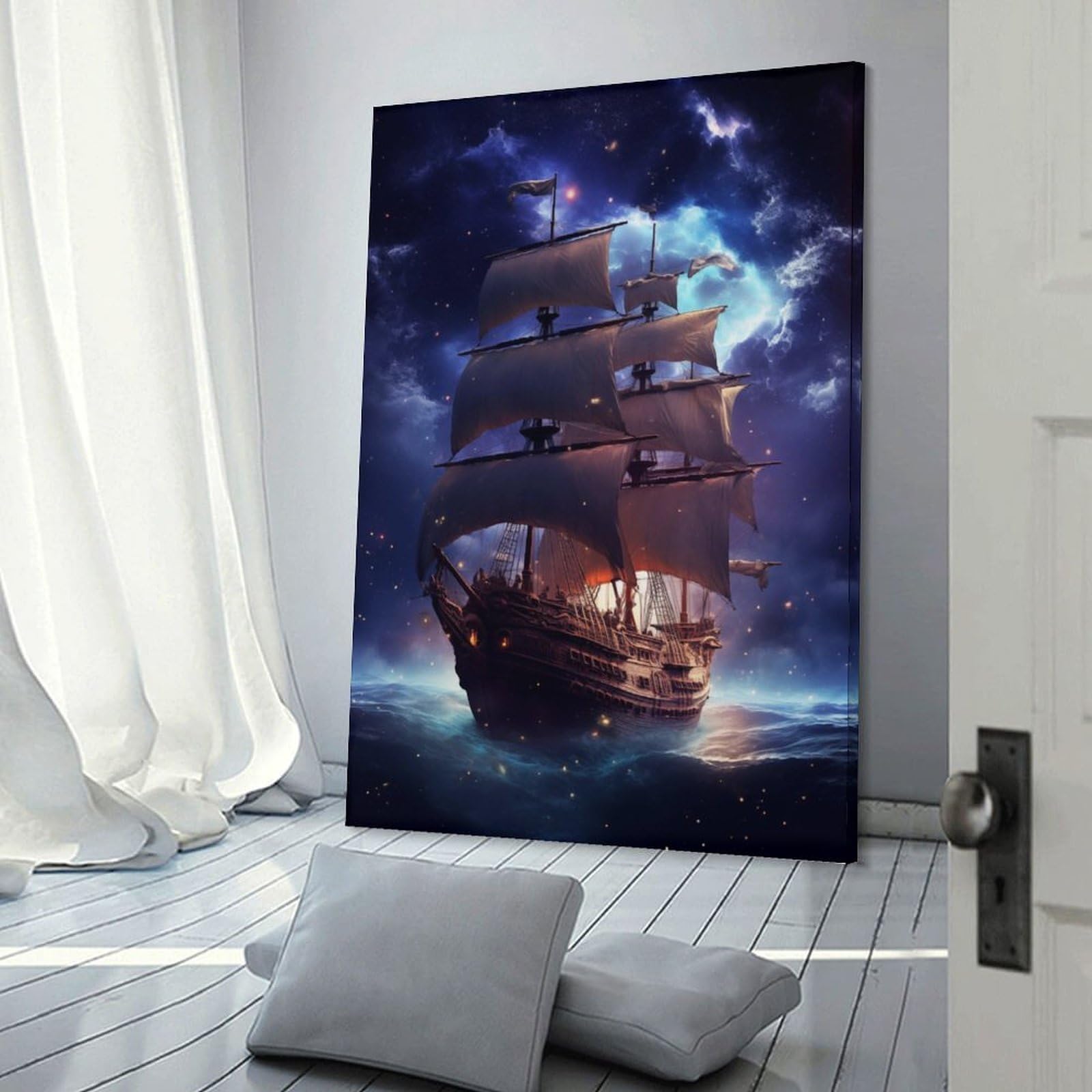 Junmoney Ship Hanging Wall Art 20x30inch(50x75cm), for Lounge, Bedroom Or Personal Spaces, Home Decor Gift with Stylish Appeal