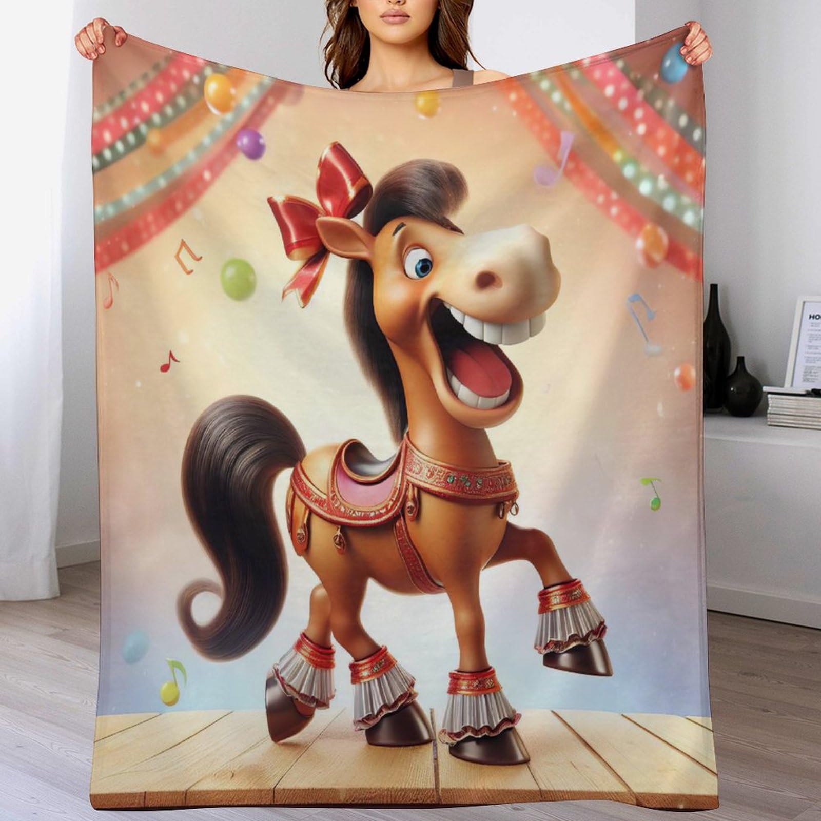 Manta de forro polar de caballo el regalo original y cálido para los amantes del campo