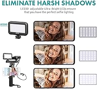 Vista 5 de Movo V8 - Kit de vlogging para iPhone con trípode, agarre, micrófonos, luces LED y vlog remoto inalámbrico, paquete de inicio de YouTube para Apple