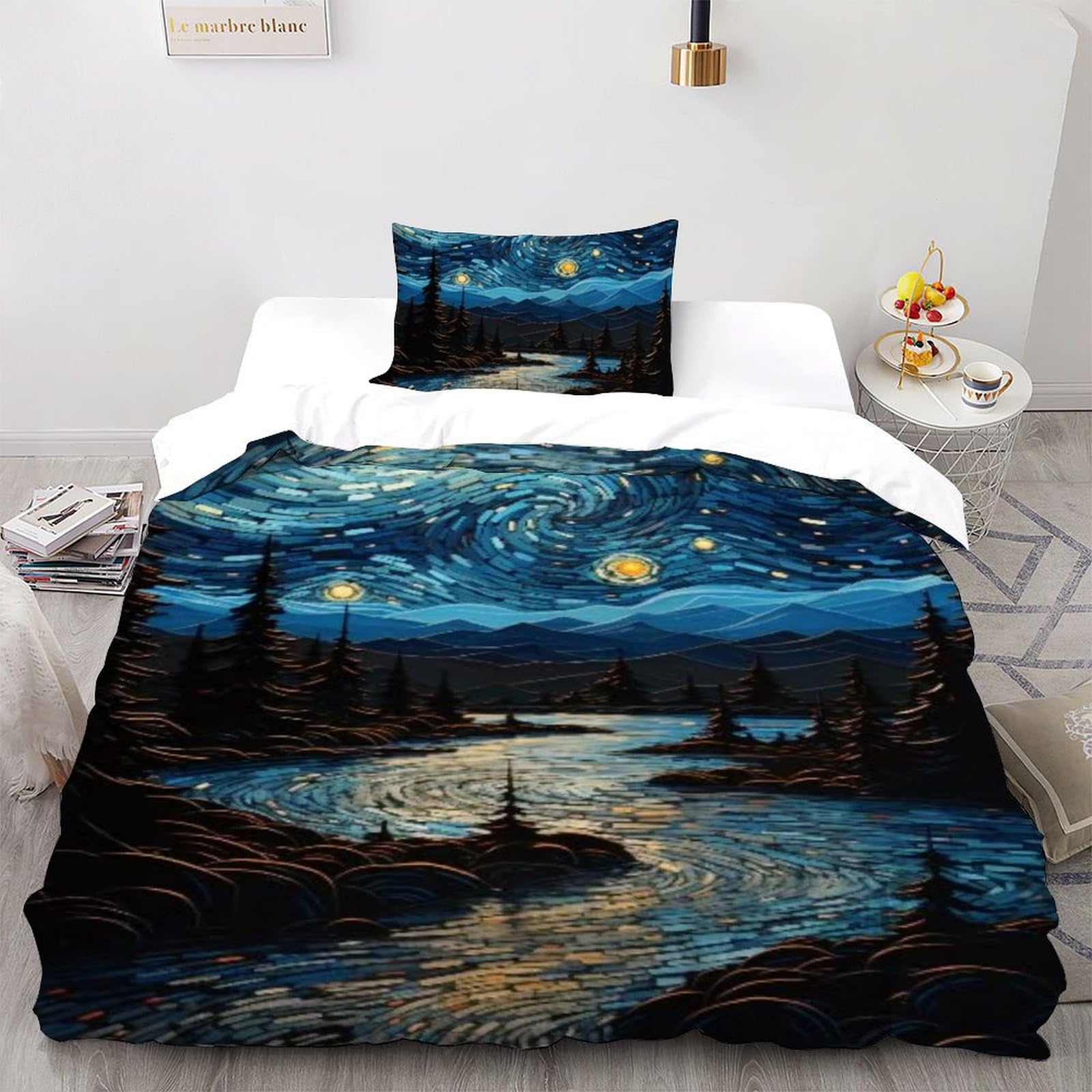 Housse de couette single 135x200cm motif paysage imprimé 3D