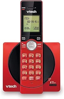VTech DECT 6.0 Single Handset Cordless Phone with CID, Backlit Keypad and Screen, Full Duplex Handset Speakerphone, and Call Block Red