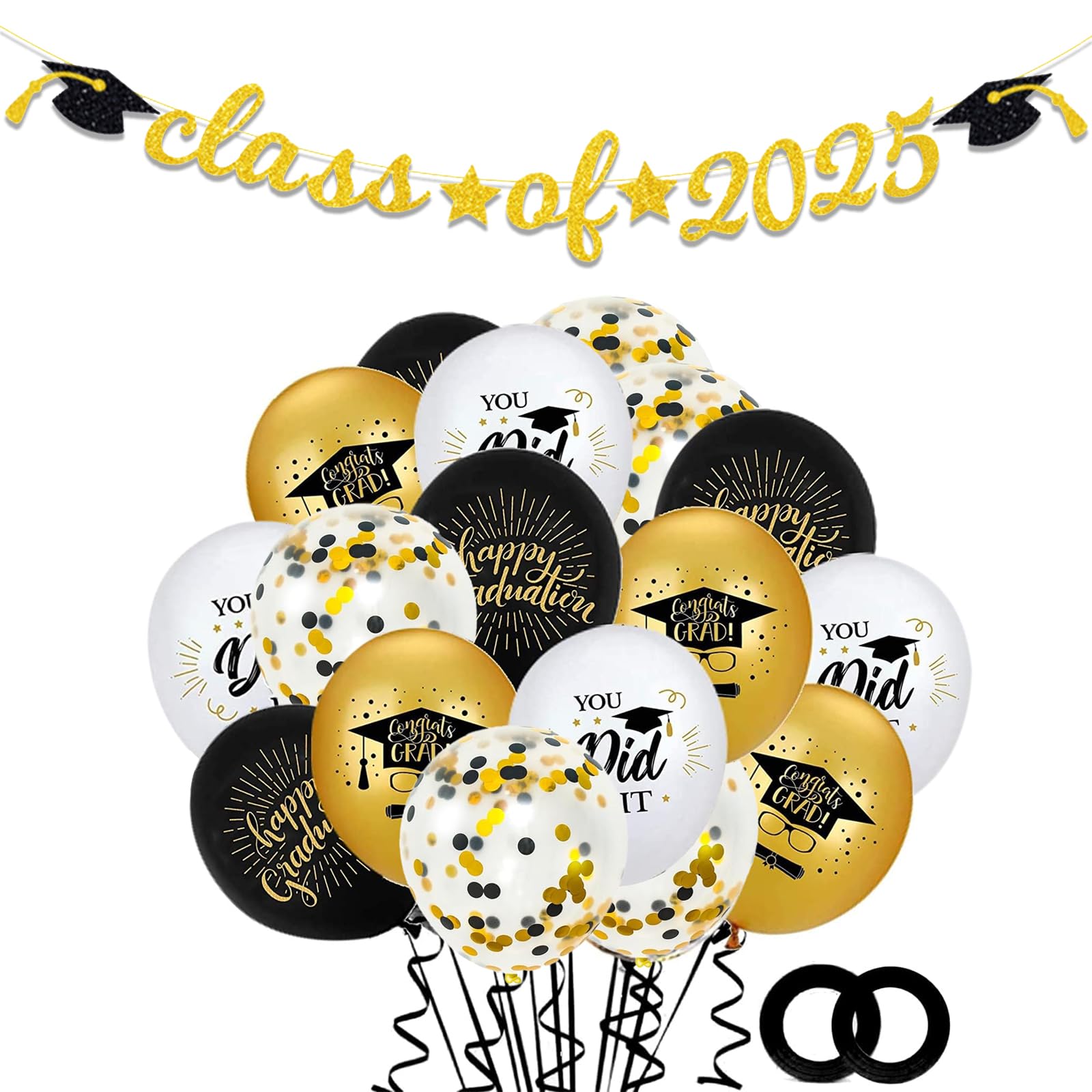 Conception Audacieuse De Remise Des Diplômes 2025 Avec Des Confettis De Casquette Et Des Accents Dorés PNG , Remise Des Diplômes 2025, Casquette De Remise De Diplôme, Arrière Plan De Célébration Image