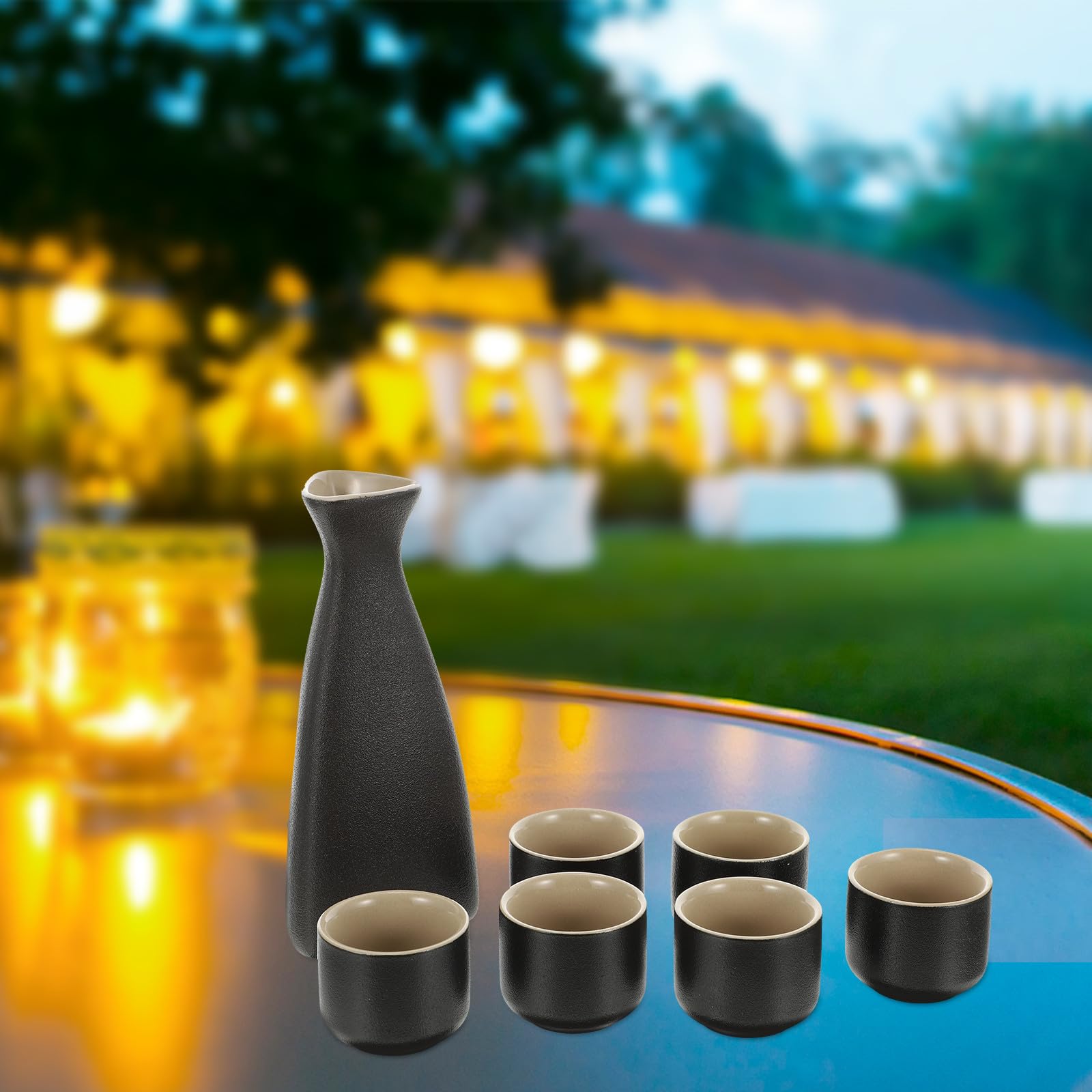 Set di Bicchieri per Sake in Ceramica Brocca Tokkuri e 6 Tazze in Porcellana, per Uso Domestico e Regali Culinari