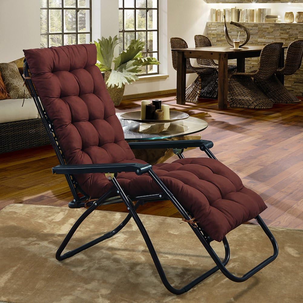 YEARLY Rocking chair cushions, Folding Wicker Chair pads Thicken Lengthen Lounge Chair cushions Patio Overstuffed Bench cushion-Coffee Color 19x63inch