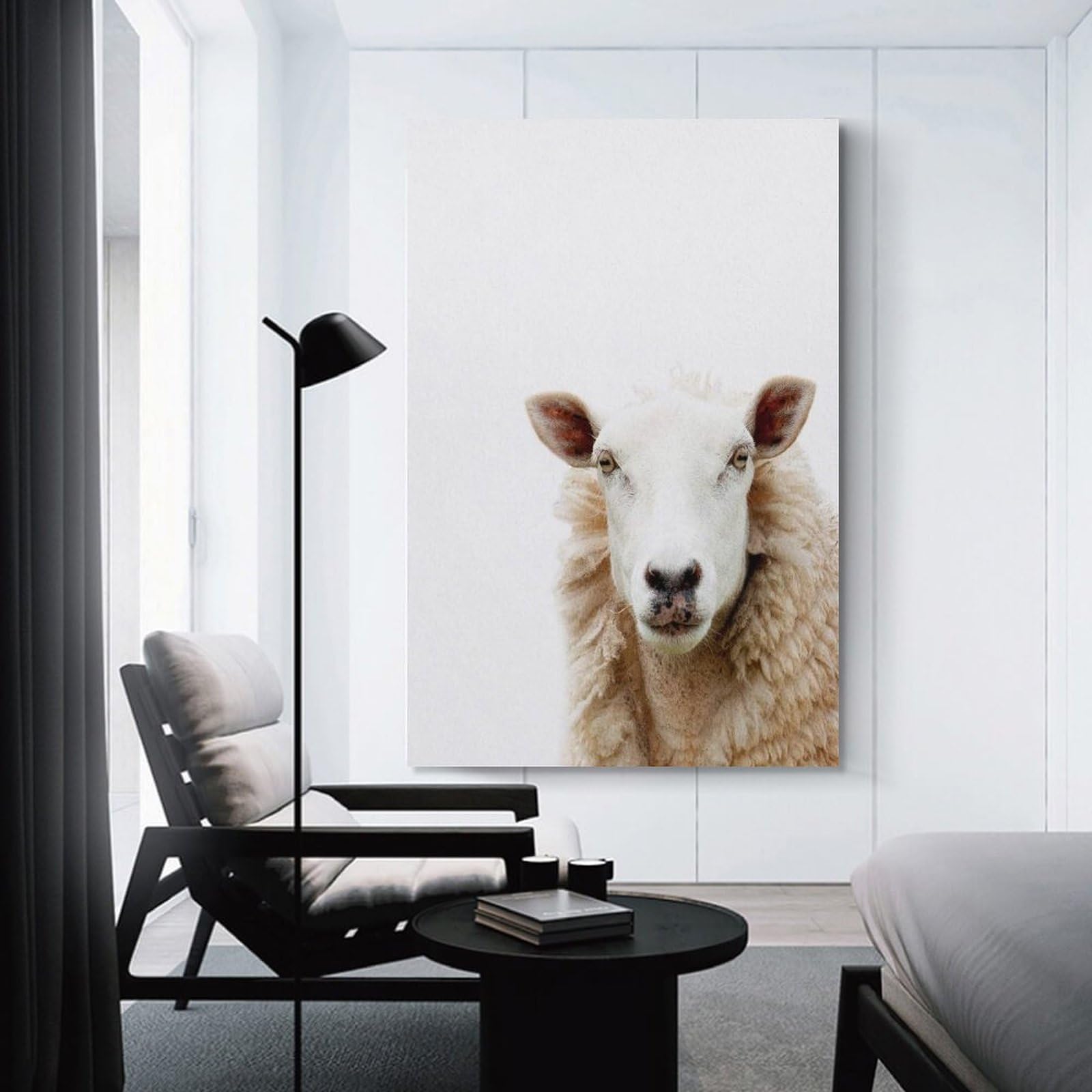 Junmoney Mountain Sheep Canvas Art Print 24x36inch(60x90cm), for Bedroom Decor, Cosy Corners Or Studios, An Easy Wall Refresh for Bedrooms