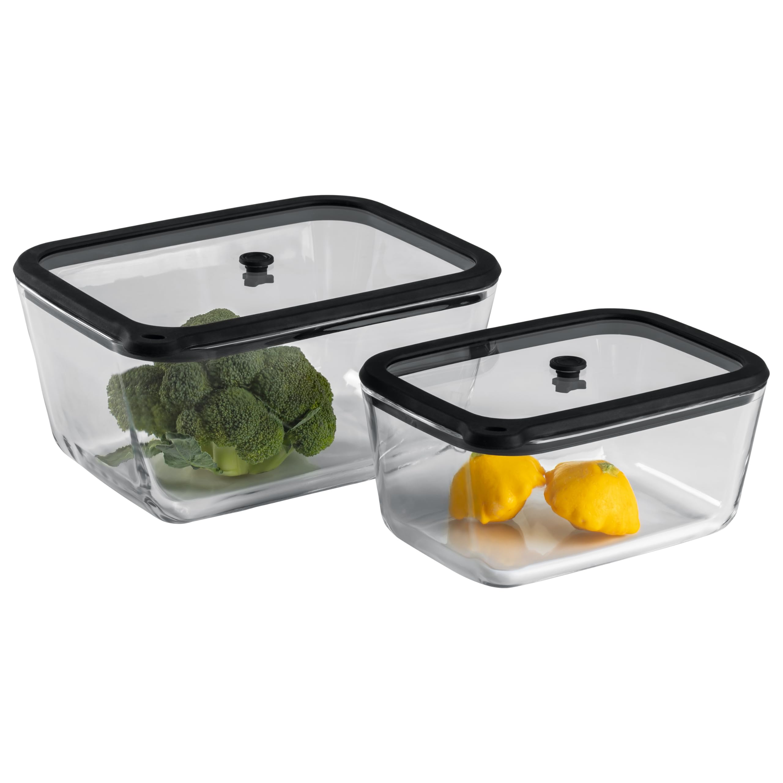 CHEF CUISINE Vakuum-Glasbehälter Large, 2er Set, Borosilikat-Glas mit Deckel