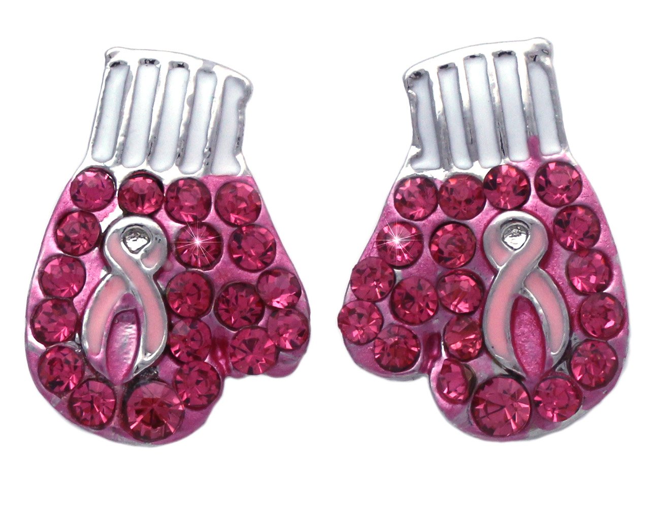 Support Breast Cancer Awareness Pink Ribbon Boxing Glove Earrings