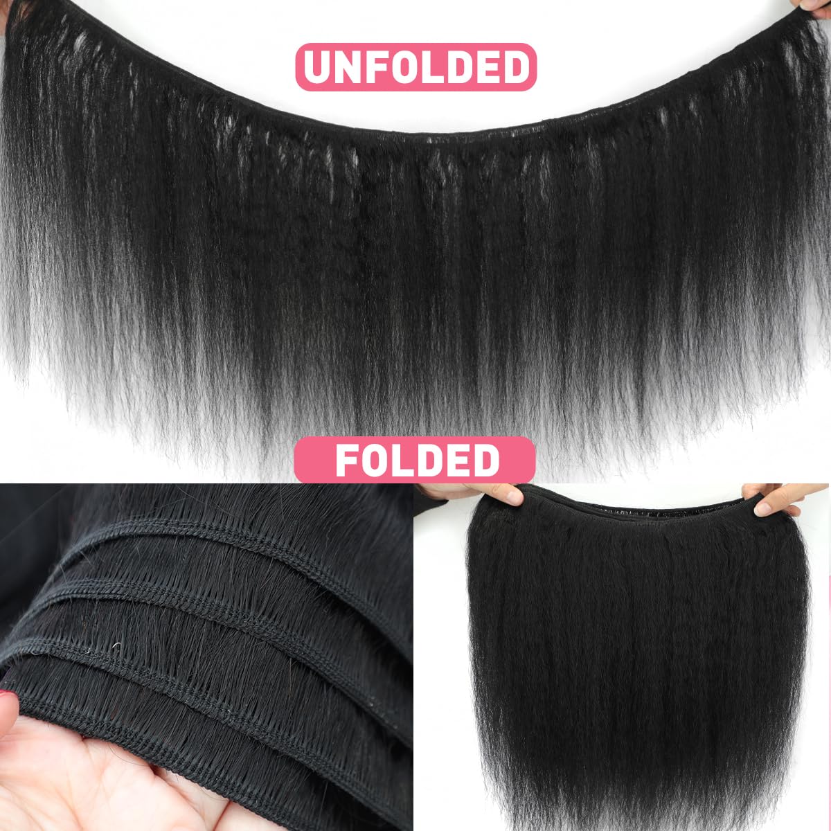 Natural Black Kinky Straight Brazilian Human Hair Bundles