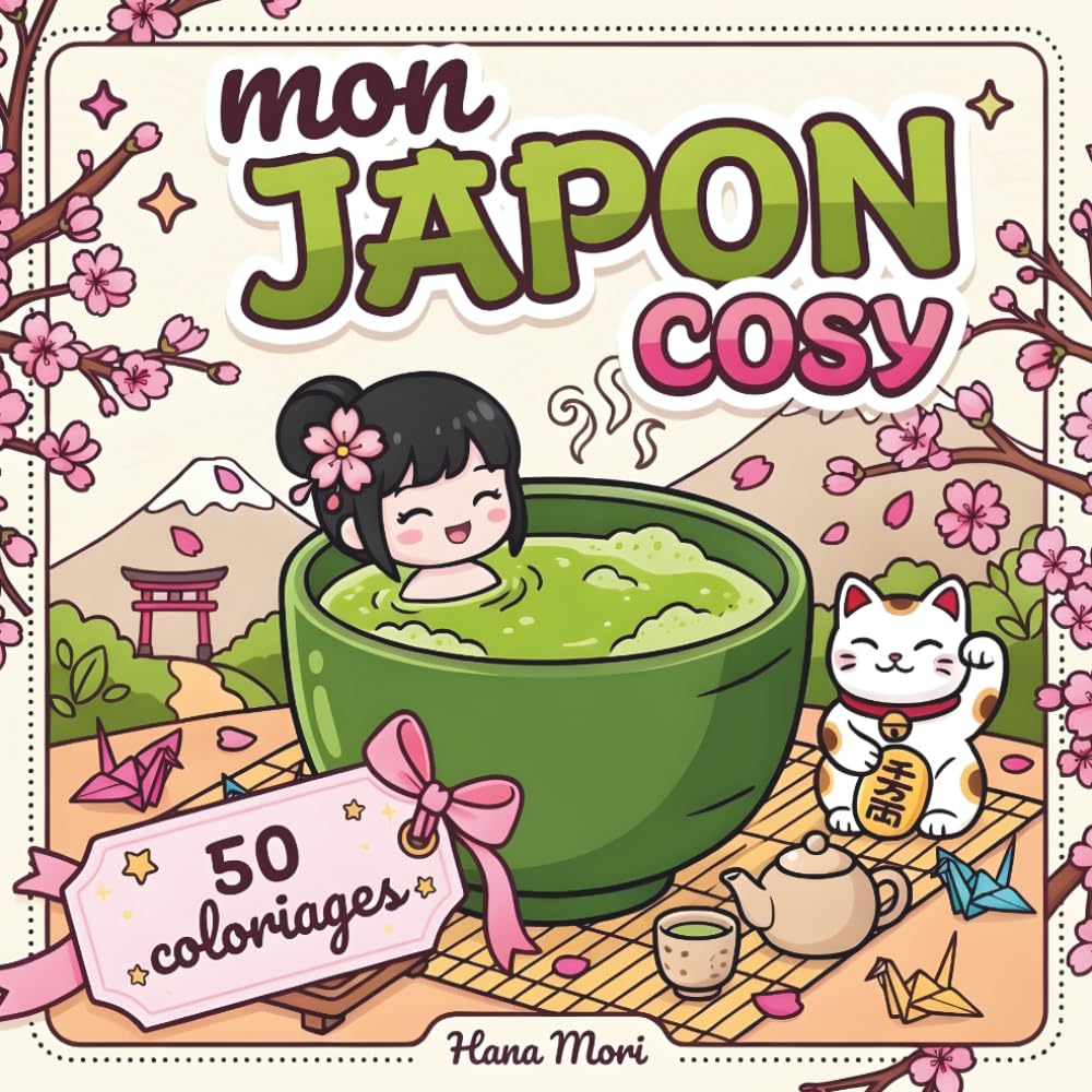 Mon Japon Cosy: Livre de coloriage kawaii pour adultes - Illustrations zen et mignonnes pour se détendre et s'évader