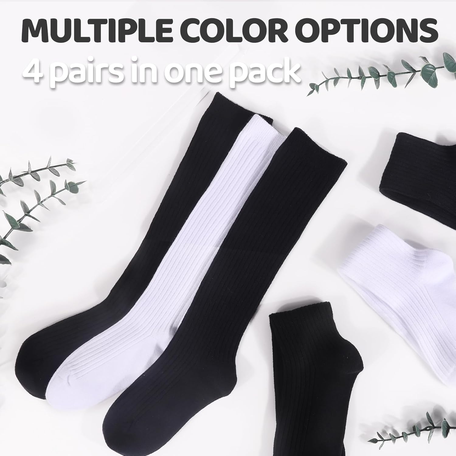 4 Pairs Girls Knee High Socks Stripe Seamless Toe Kids School Uniform Socks Over The Knee Socks for Girls Boys - Image 4