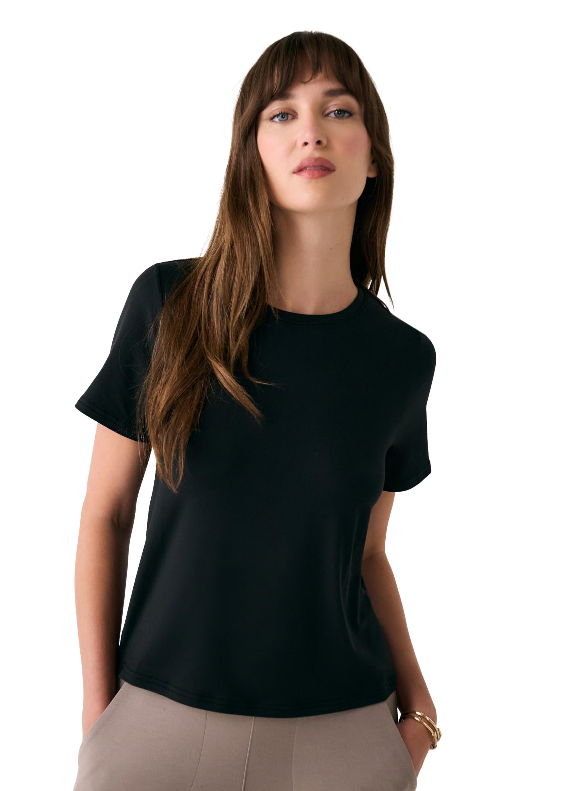 LOLË Women's Vital Tee | Soft T-Shirt for Women | Lightweight & Breathable | Everyday & Athletic Tee, Black, S