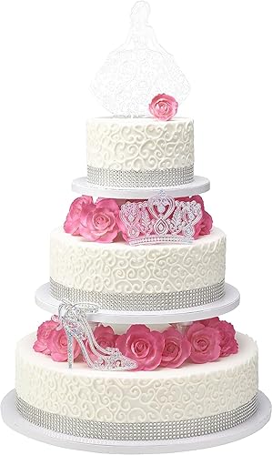 Miniatura 6 de DecoPac Decoración para tartas de quinceañera, decoración para tartas plateadas, juego de 3 piezas