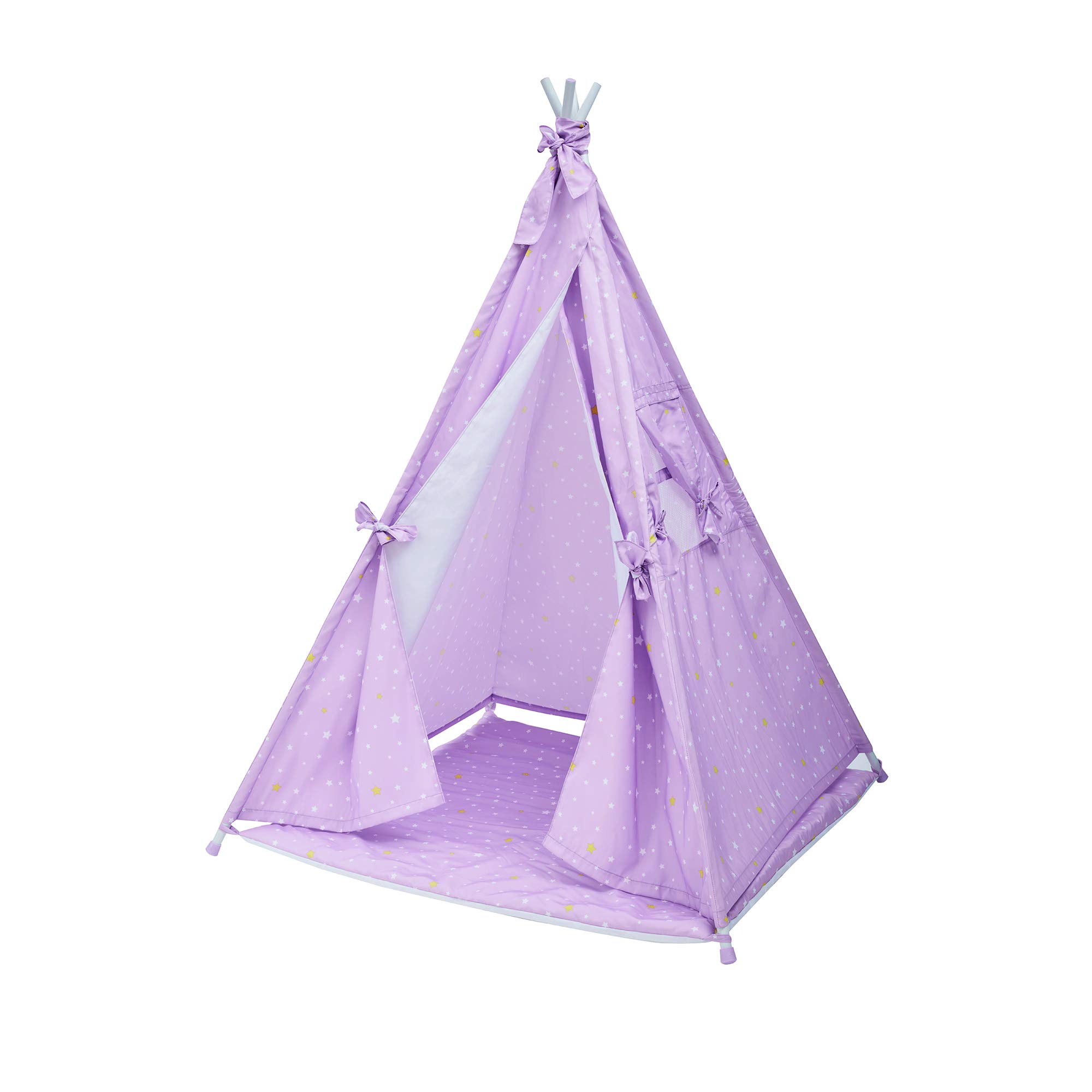 Teamson Kids TD-T0004-P Happy Land Twinkle Star Kids Teepee Tents, Purple/White