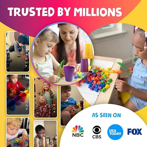 Miniatura 7 de Skoolzy - Juego de osos para contar con vasos a juego para clasificar y dado de matemáticas para niños pequeños 71 piezas incluye pinzas y bolsa de