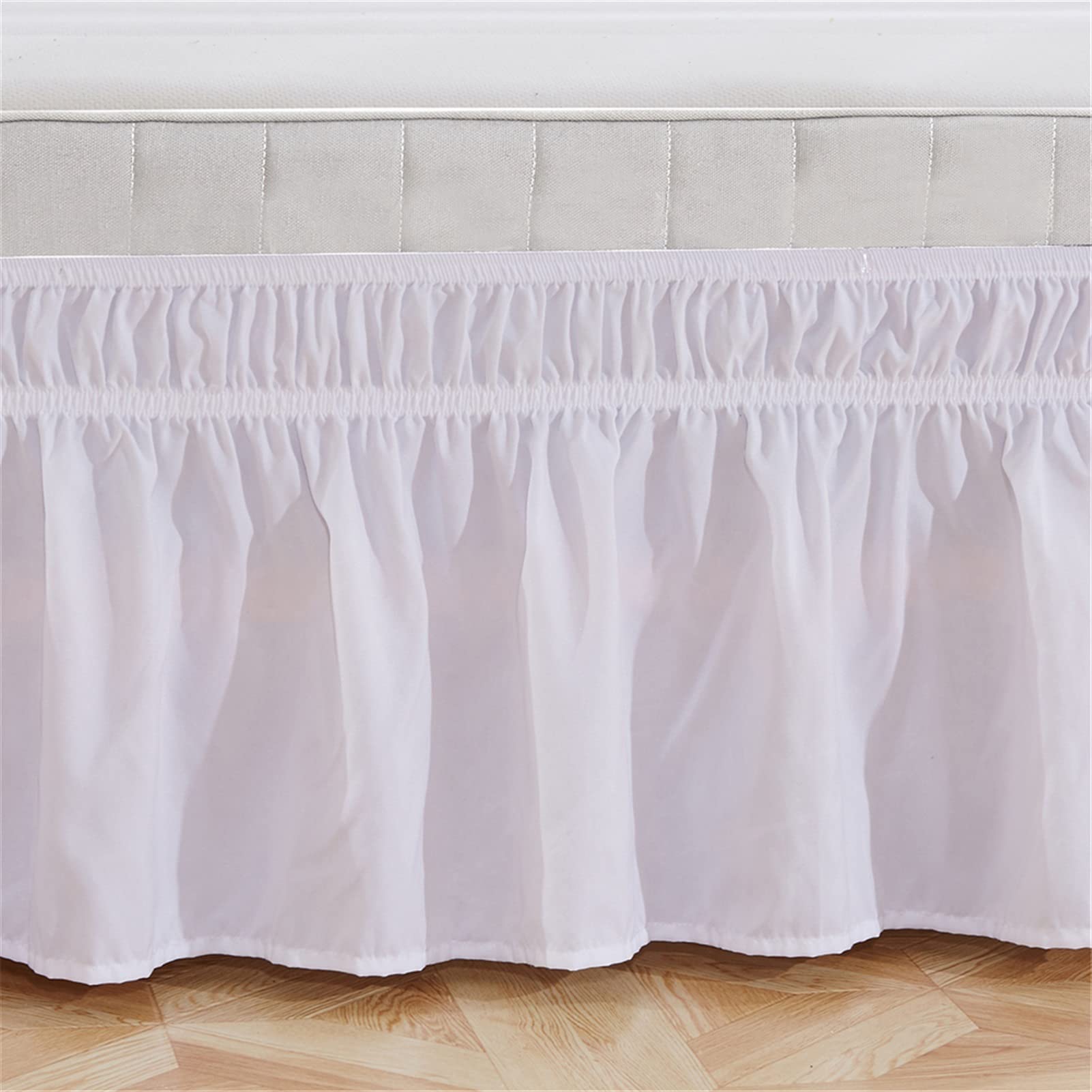 Rund um elastische Rüschen Bettrock Rüschen Hirten Solid Home Bett Röcke 15 Zoll Twin/Full/Queen Bettrock (Color : Light Grey, Size : Queen 60x80x15 inch)