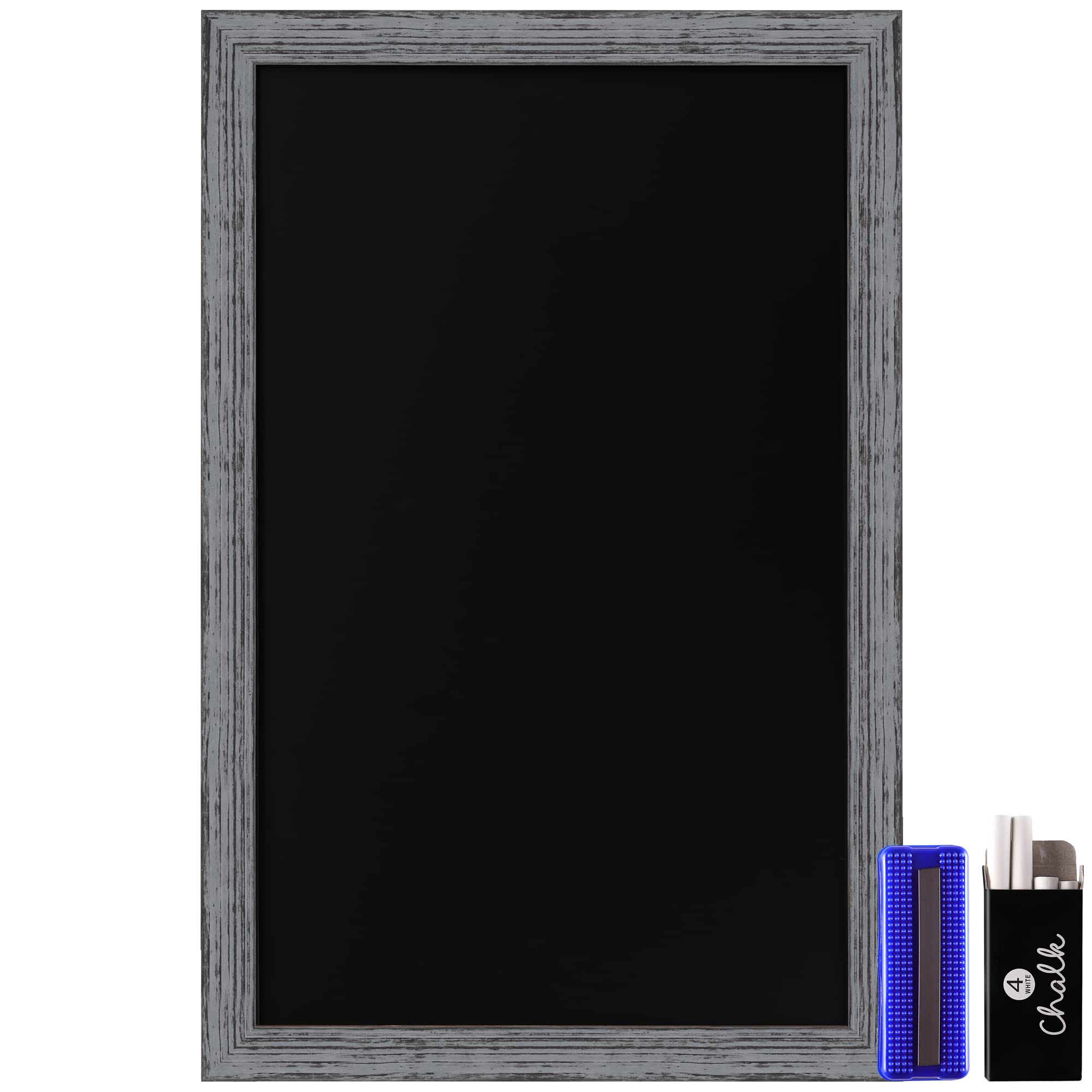 HBCY Creations Magnetyczna tablica ścienna, szara, bardzo duża, rustykalna tablica z drewnianą ramą i nieporowatą powierzchnią do pisania, do domów, firm lub na imprezy, 24 x 36 cali / 61 x 91 cm