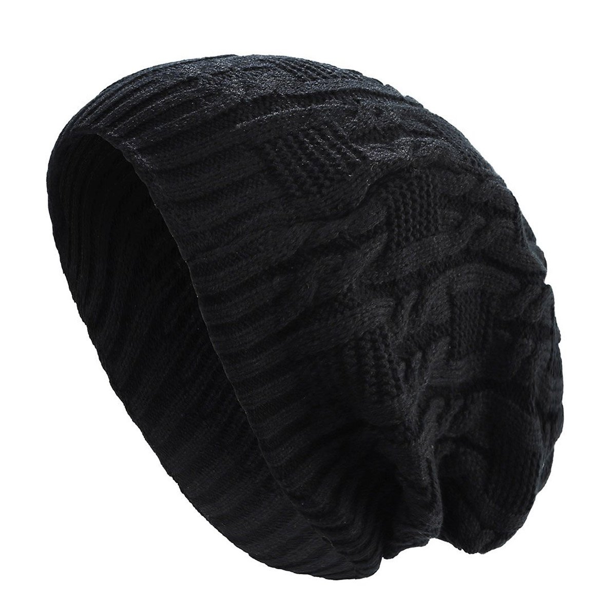 Kuyou Long Slouch Beanie Women's Warm Winter Knitted Hat - Black - One size