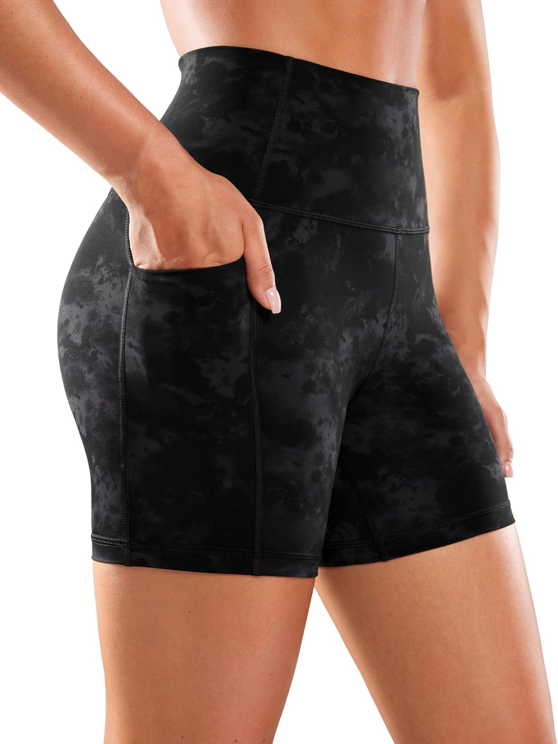 CRZ YOGA Women’s Naked Feeling Biker Shorts with Pockets 5” – High Waisted Yoga Gym Workout Spandex