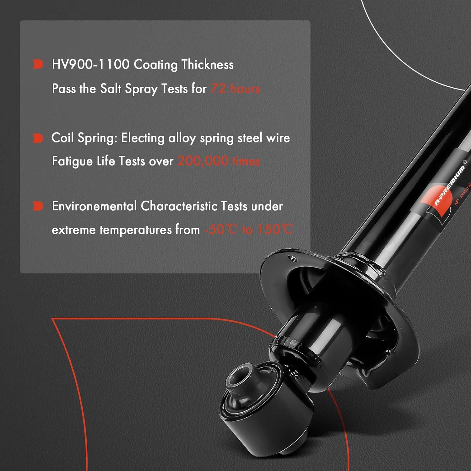 A-Premium Rear Shock Absorber Strut Compatible with Lexus IS250, IS350, 2006-2013, Sedan, 2-PC Set