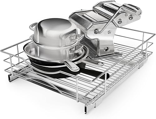 Home Zone Living Organizador de armario de cocina extraíble con cajón deslizante para ahorrar espacio, 17 pulgadas de ancho x 21 pulgadas de largo