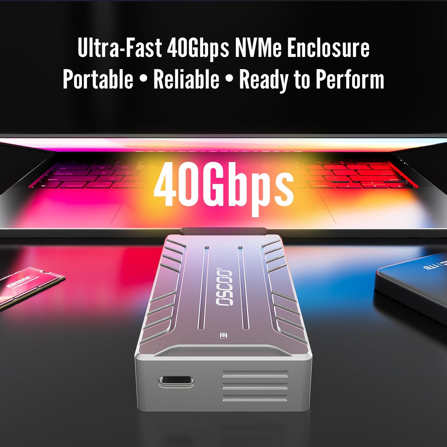 40Gbps USB4 NVMe M.2 Enclosure with Active Cooling & Silent Fan, Aluminum Heat Dissipation, Compatible with Thunderbolt 5/4/3, USB4, USB 3.2, M1/M2 Pro/Max – External SSD Enclosure - SSD Not Included