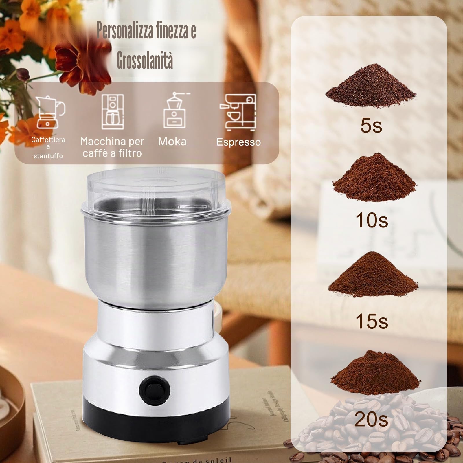 Mulino elettrico per cereali spezie superfine mulino smash macchina mulino elettrico mini mulino imbuto robot da cucina per cereali noci spezie chicchi di caffè cereali riso 300g