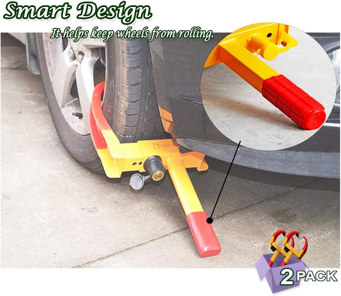 Zento Deals 2 Pack Security Tire Clamp - Premium Quality Heavy Duty Anti- Theft Vehicle Wheel Lock Universal Fit Most Vehicles Trailers SUV ATV’s Motorcycles Golf Cart