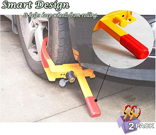 Miniatura 4 de Zento Deals - Juego de 2 abrazaderas de seguridad para neumáticos, bloqueo antirrobo y de alta resistencia para ruedas vehiculares