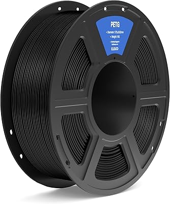 15 – ELEGOO PETG Filament 1.75mm Black 1KG, 3D Printer Filament Dimensional Accuracy +/- 0.02 mm, 1kg Spool(2.2lbs) Fits for Most FDM 3D Printers