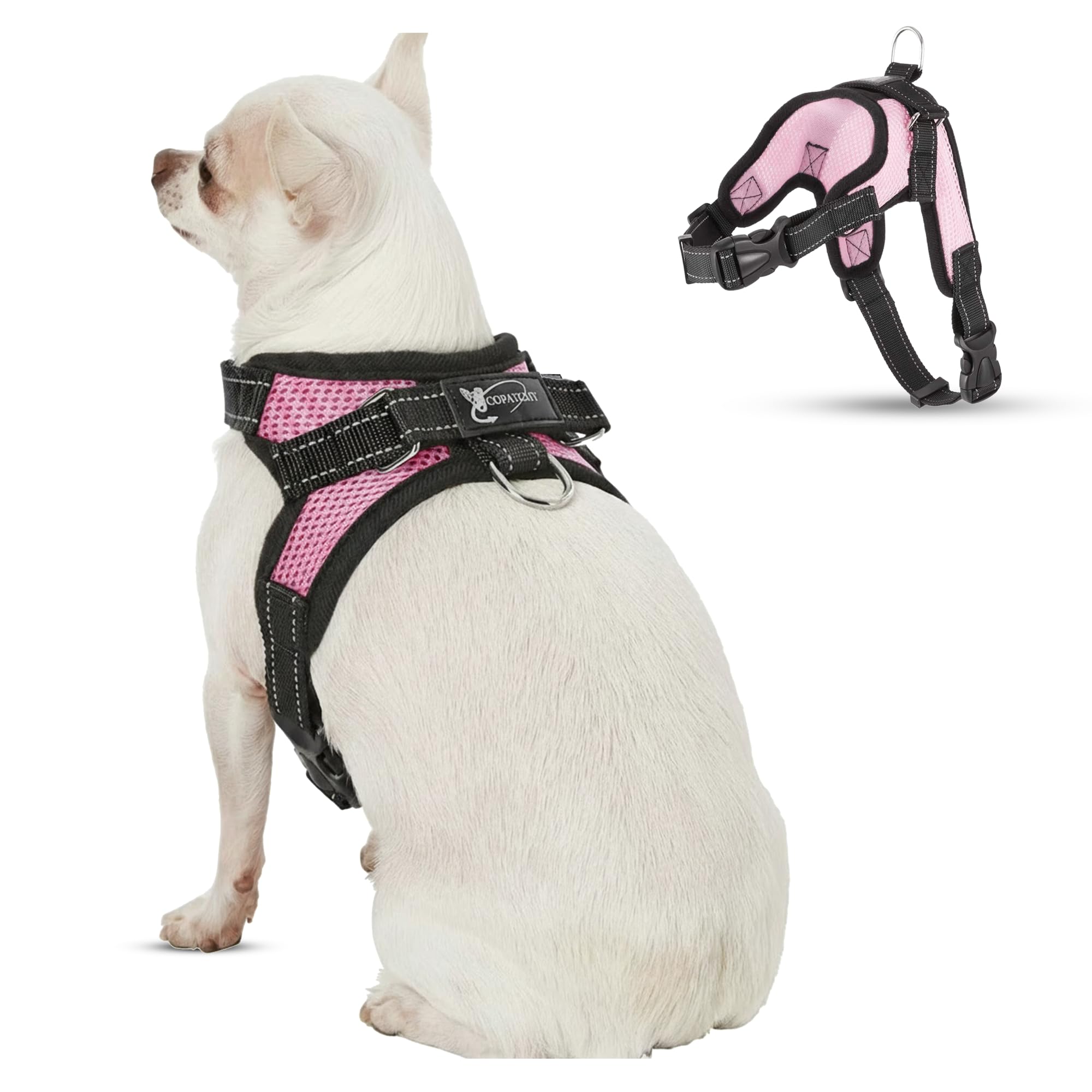 Copatchy No Pull Reflective Adjustable Dog Harness With Handle- Comfortable Soft All Weather Mesh, Easy On Puppy Harness For Small Medium and Large Dogs (Pink) X-Small — image 1