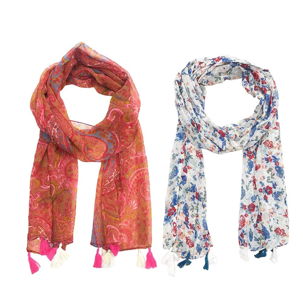 Devil Printed Combo Scarfs for Girl's, Ladies and Women Light Weight and Soft Poly Cotton Fabric Scarves (Multicolor,S04-(Pack of 2)