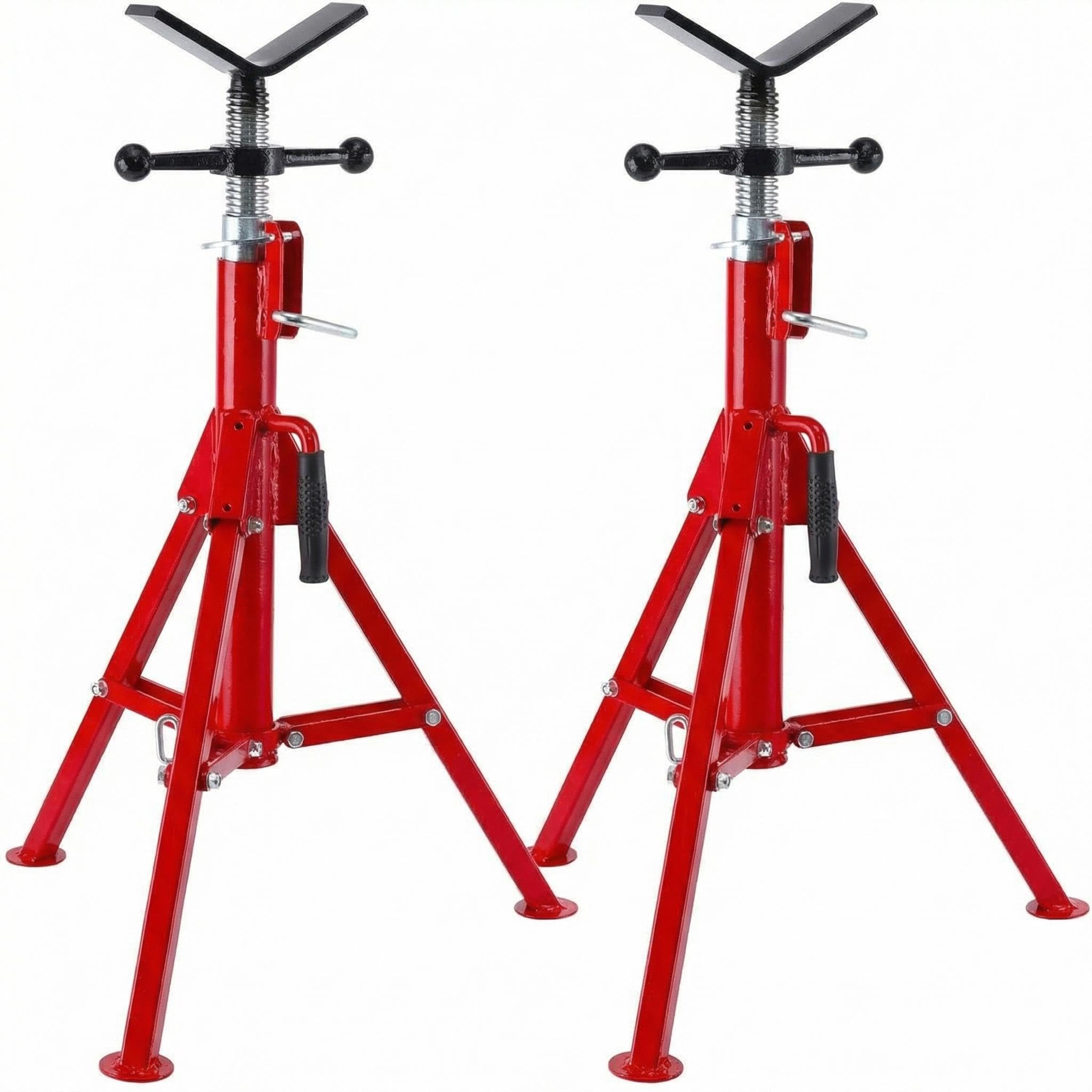 Höhenverstellbarer V-Kopf Rohrständer 2er Set – Klappbar & tragbar – 61–132 cm, Tragkraft 1134 kg, robust aus Kohlenstoffstahl – Für Werkstatt, Fahrzeugreparatur & Baustelle