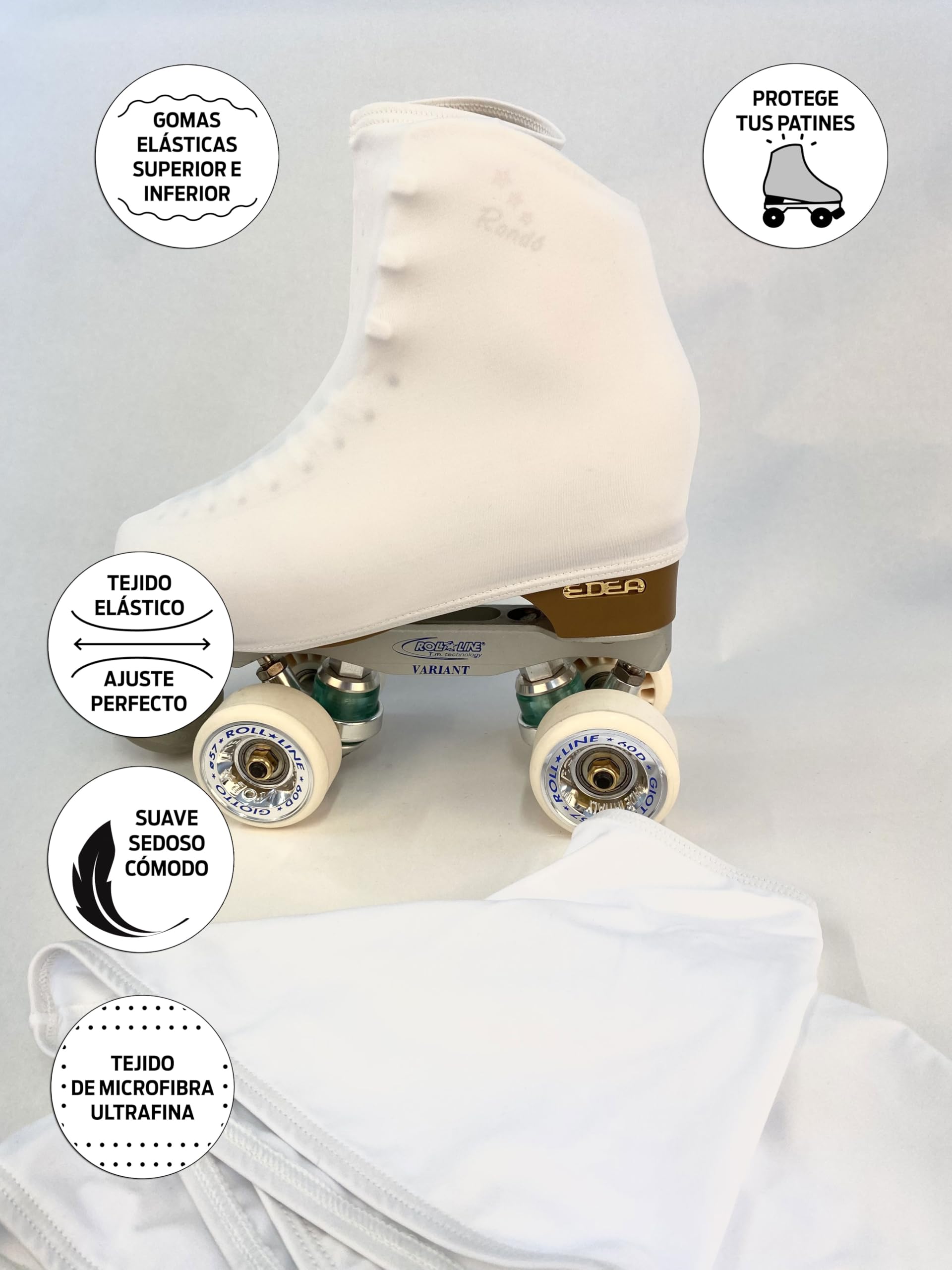 Genérico CRLSPORT Cubre patín para niña y Mujer, Funda PatinSkate, Professional Skating, Patinaje Hielo,artístico o en línea. 180 Densidad. Talla Universal Adulto y niños. Color Blanco. - 3