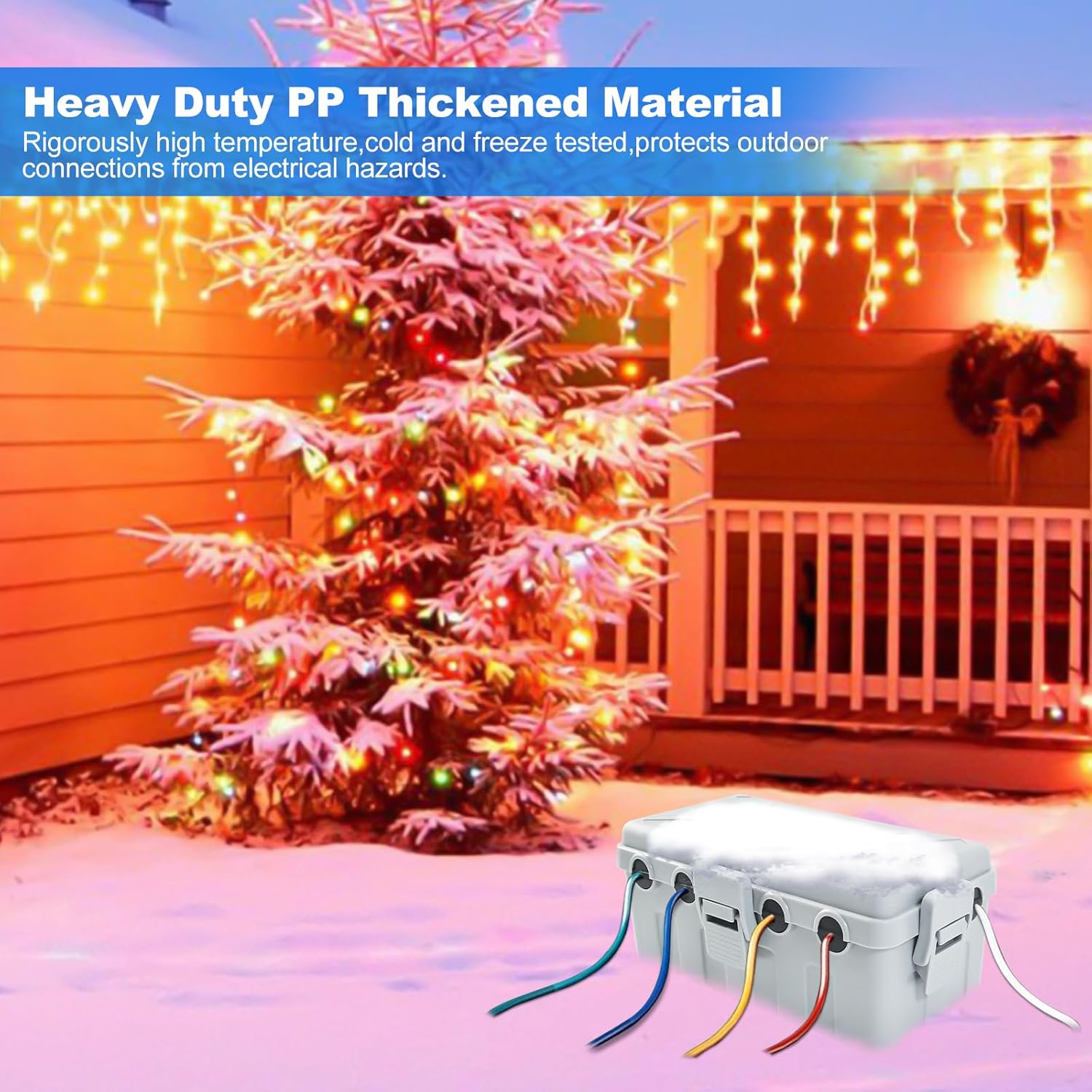 Medium IP54 Waterproof Outdoor Electrical Box(10.6x5.5x4.5inch),Small Weatherproof Electrical Connection Box(inner5.5 x 3 x 2.2inch) Protect Outlet,Plug,Timer,Power Strip,Holiday Light,Grey