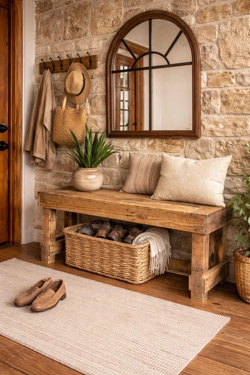 Genérico Banco DE Madera RECICLADA (90 cm x 30 cm x 43 cm)