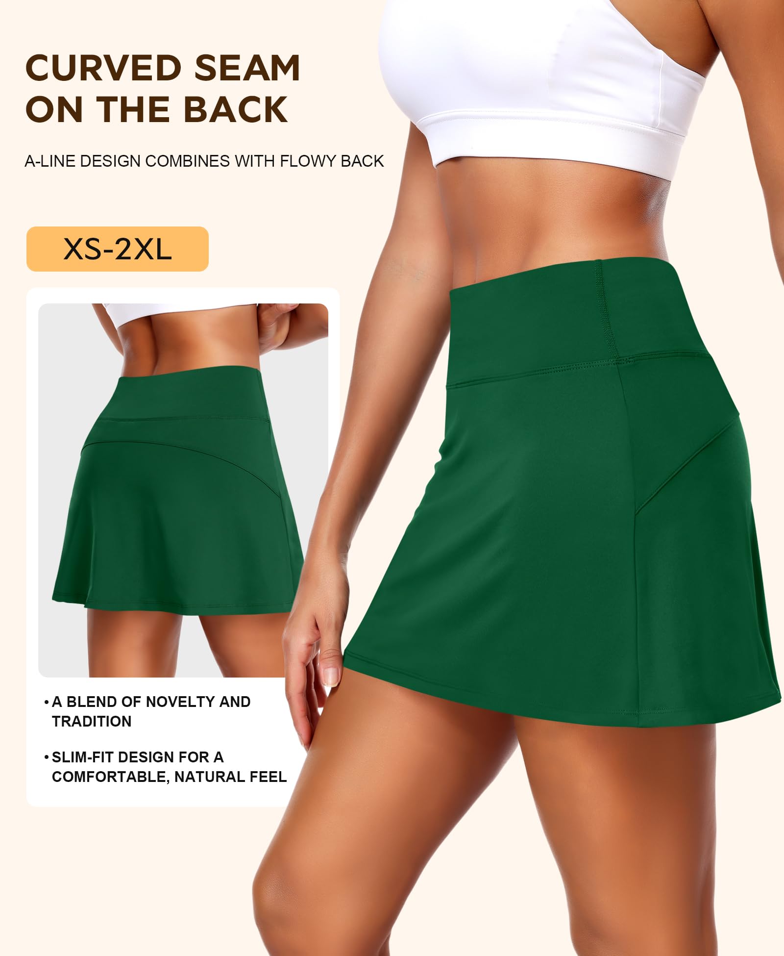 JoyGirl Faldas de tenis de 38 cm con pantalones cortos para mujer, falda de golf de cintura alta con bolsillos, minifaldas casuales