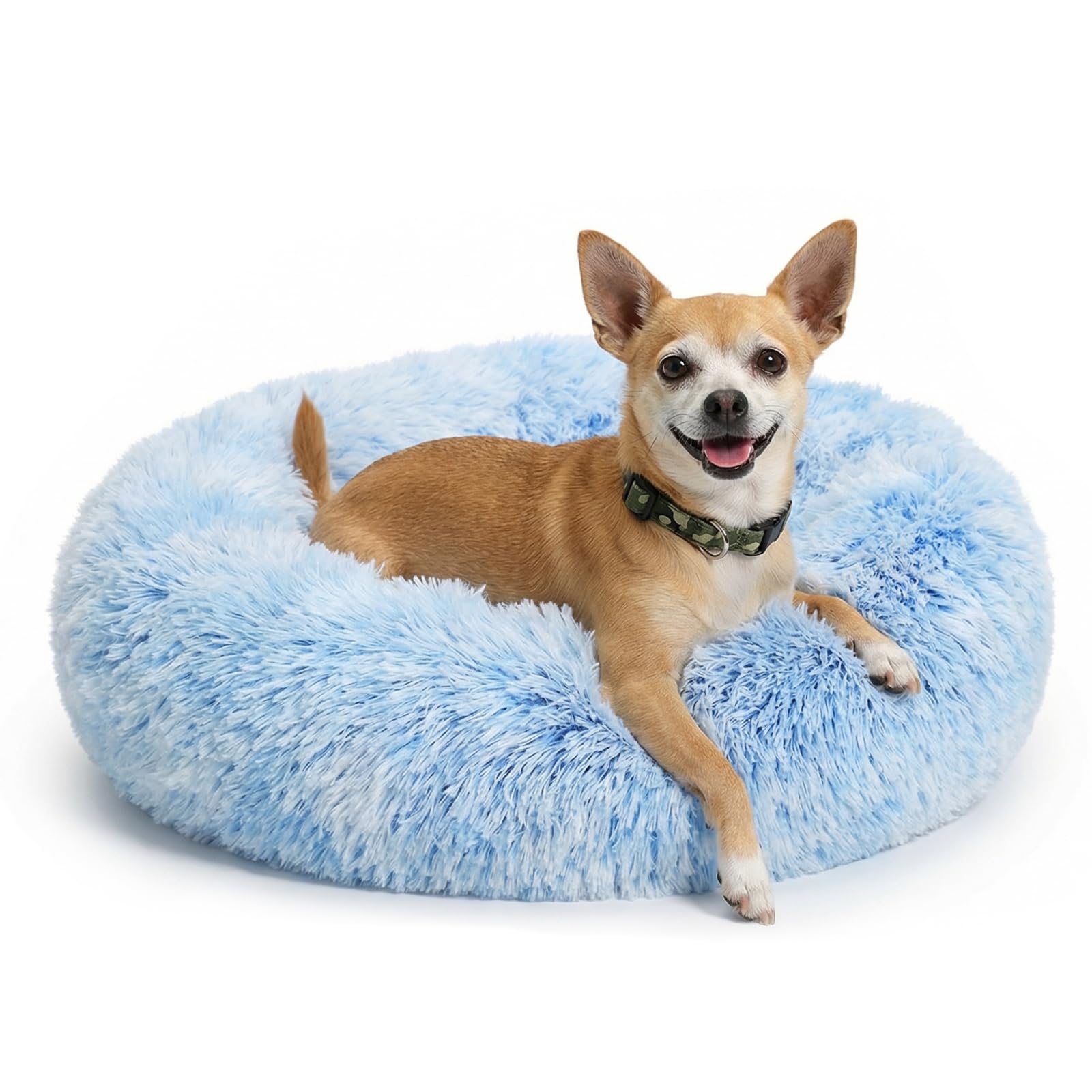 nononfish Puppy Beds for Small Dogs Washble 19 Inches Extra Small Anti-Anxiety for Calming Dog Doggie Bed Luxury Gradient Blue