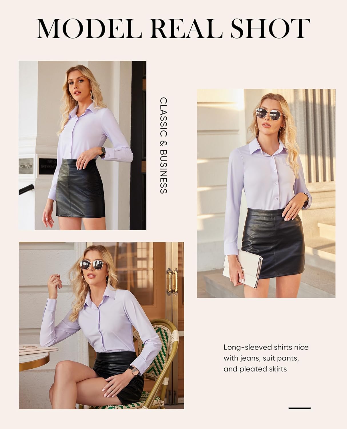 siliteelon Button Down Shirts for Women Slim fit Long Sleeve Stretch Dress Shirts Work Shirt Wrinkle Free Office Blouses - Image 7